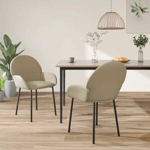 vidaXL Krzesła stołowe, 2 szt., cappuccino, obite sztuczną skórą obraz