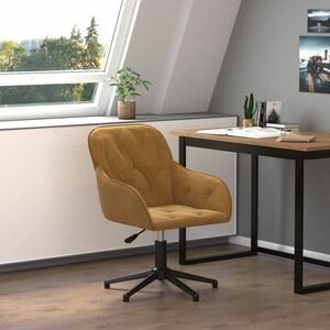 vidaXL Obrotowe krzesło biurowe, brązowe, tapicerowane aksamitem obraz