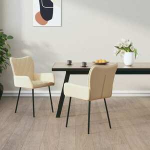 vidaXL Krzesła stołowe, 2 szt., kremowe, obite tkaniną obraz