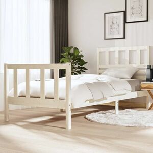 vidaXL Rama łóżka z litego drewna sosnowego, biała, 90 x 200 cm obraz