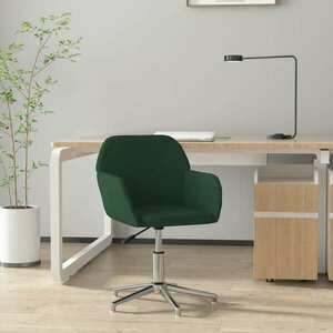 vidaXL Obrotowe krzesło biurowe, ciemnozielone, tapicerowane tkaniną obraz