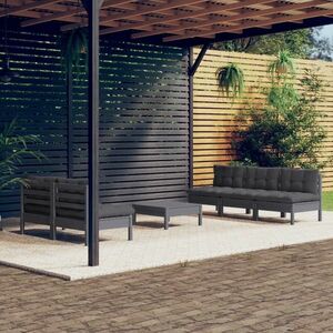 vidaXL 6-cz. ogrodowy zestaw wypoczynkowy, antracytowe poduszki, sosna obraz