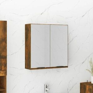 vidaXL Szafka łazienkowa z lustrem, przydymiony dąb, 64x20x67 cm obraz