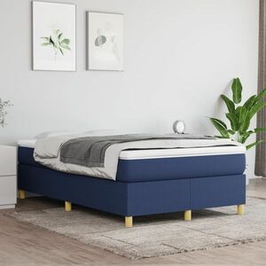 vidaXL Rama łóżka, niebieska, 120x200 cm, obita tkaniną obraz