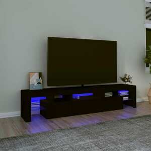 vidaXL Szafka pod TV z oświetleniem LED, czarna 200x36, 5x40 cm cm obraz