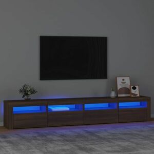 vidaXL Szafka pod TV z oświetleniem LED, brązowy dąb, 240x35x40 cm obraz