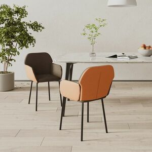 vidaXL Krzesła stołowe, 2 szt., brązowe, tkanina i sztuczna skóra obraz