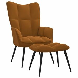 vidaXL Fotel z podnóżkiem, brązowy, tkanina obraz