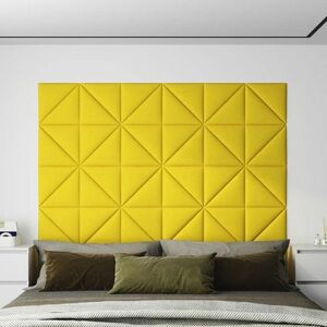 vidaXL Panele ścienne, 12 szt, jasnożółte, 30x30 cm, tkanina, 0, 54 m² obraz
