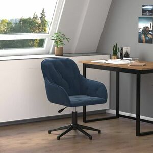 vidaXL Obrotowe krzesło biurowe, niebieskie, tapicerowane aksamitem obraz