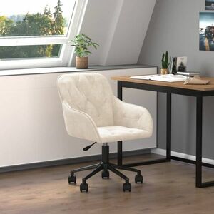 vidaXL Obrotowe krzesło biurowe, kremowe, tapicerowane aksamitem obraz
