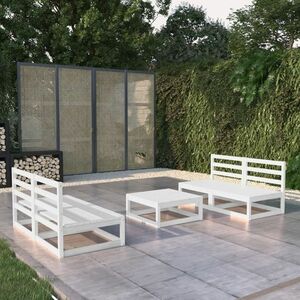 vidaXL 5-cz. zestaw mebli wypoczynkowych do ogrodu, biały, sosnowy obraz