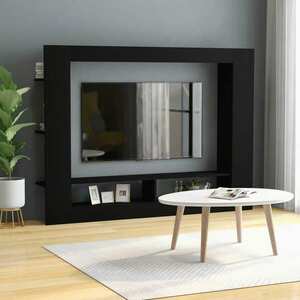 vidaXL Szafka pod TV, czarna, 152x22x113 cm, materiał drewnopochodny obraz