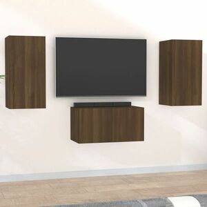vidaXL Zestaw 3 szafek TV, brązowy dąb, materiał drewnopochodny obraz