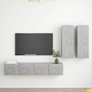 vidaXL 4-cz. zestaw szafek telewizyjnych, szarość betonu, płyta obraz
