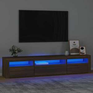 vidaXL Szafka pod TV z oświetleniem LED, brązowy dąb, 195x35x40 cm obraz