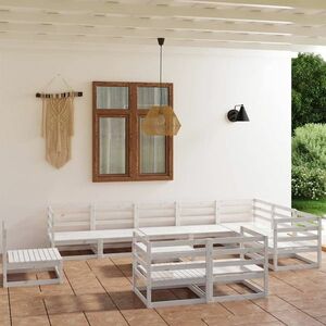 vidaXL 11-cz. zestaw mebli wypoczynkowych do ogrodu, biały, sosnowy obraz