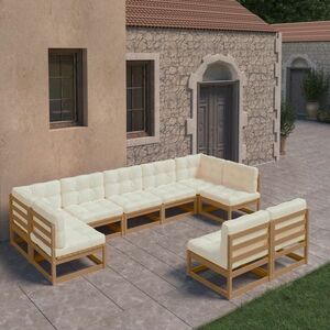 vidaXL 9-cz. zestaw wypoczynkowy do ogrodu z poduszkami, miodowa sosna obraz