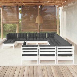 vidaXL 12-cz. zestaw wypoczynkowy do ogrodu, z poduszkami, biały obraz