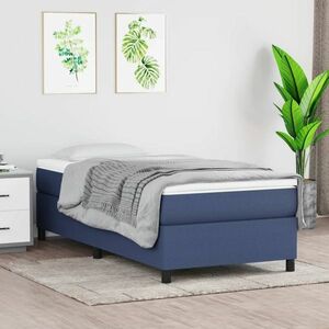 vidaXL Rama łóżka, niebieska, 90 x 200 cm, tapicerowana tkaniną obraz