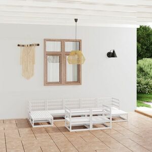 vidaXL 9-cz. zestaw wypoczynkowy do ogrodu, biały, drewno sosnowe obraz
