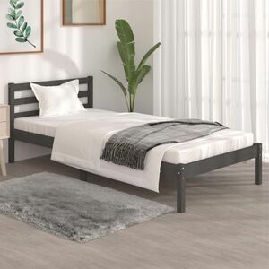 vidaXL Rama łóżka, szara, lite drewno sosnowe, 90x190 cm, pojedyncza obraz