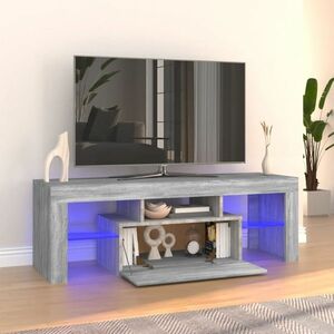 vidaXL Szafka pod TV z oświetleniem LED, szara, 120x35x40 cm obraz