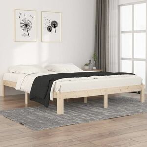 vidaXL Rama łóżka, naturalna, lite drewno sosnowe, 160 x 200 cm obraz