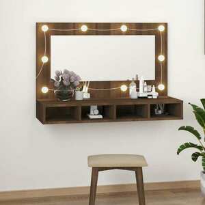 vidaXL Szafka z lustrem i oświetleniem LED, brązowy dąb, 90x31, 5x62 cm obraz