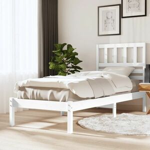 vidaXL Rama łóżka, biała, 90x190 cm, lite drewno sosnowe obraz