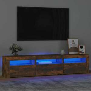 vidaXL Szafka pod TV z oświetleniem LED, przydymiony dąb, 180x35x40 cm obraz