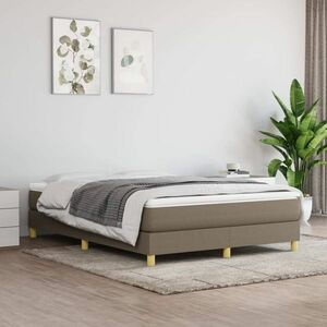 vidaXL Rama łóżka, kolor taupe, 140x190 cm, obita tkaniną obraz