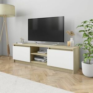 vidaXL Szafka TV, biel i dąb sonoma, 120x30x35, 5 cm obraz
