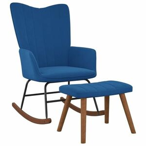vidaXL Fotel bujany z podnóżkiem, niebieski, obity aksamitem obraz