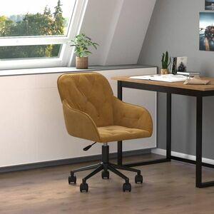 vidaXL Obrotowe krzesło biurowe, brązowe, tapicerowane aksamitem obraz