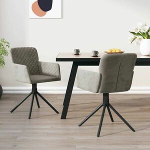 vidaXL Obrotowe krzesła stołowe, 2 szt., jasnoszare, aksamitne obraz