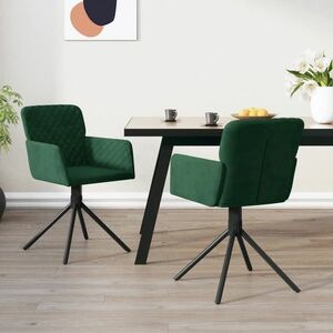 vidaXL Obrotowe krzesła stołowe, 2 szt., ciemnozielone, aksamitne obraz