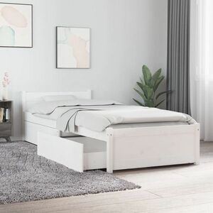 vidaXL Rama łóżka z szufladami, biała, 75x190 cm obraz