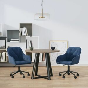 vidaXL Obrotowe krzesła stołowe, 2 szt., niebieskie, aksamitne obraz
