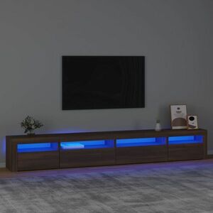 vidaXL Szafka pod TV z oświetleniem LED, brązowy dąb, 270x35x40 cm obraz