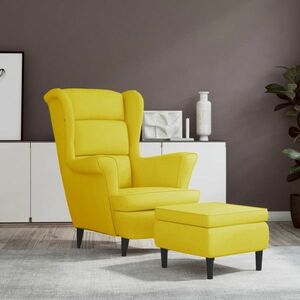 vidaXL Fotel, żółty, tapicerowany tkaniną obraz