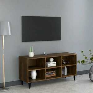 vidaXL Szafka TV, metalowe nóżki, brązowy dąb, 103, 5x30x50 cm obraz