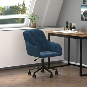 vidaXL Obrotowe krzesło biurowe, niebieskie, aksamitne obraz