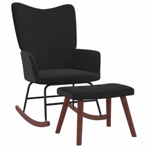 vidaXL Fotel bujany z podnóżkiem, czarny, aksamit i PVC obraz