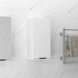 vidaXL Wisząca szafka łazienkowa, biała o wysokim połysku, 32x20x67 cm obraz