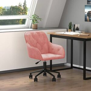 vidaXL Obrotowe krzesło biurowe, różowe, tapicerowane aksamitem obraz