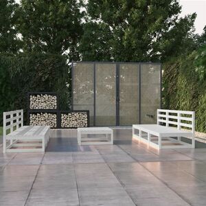 vidaXL 7-cz. zestaw mebli wypoczynkowych do ogrodu, biały, sosnowy obraz