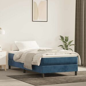 vidaXL Rama łóżka, ciemnoniebieska, 90x200 cm, tapicerowana aksamitem obraz