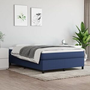 vidaXL Rama łóżka, niebieska, 140 x 200 cm, obita tkaniną obraz