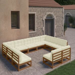vidaXL 11-cz. zestaw wypoczynkowy do ogrodu z poduszkami, miodowa sosna obraz